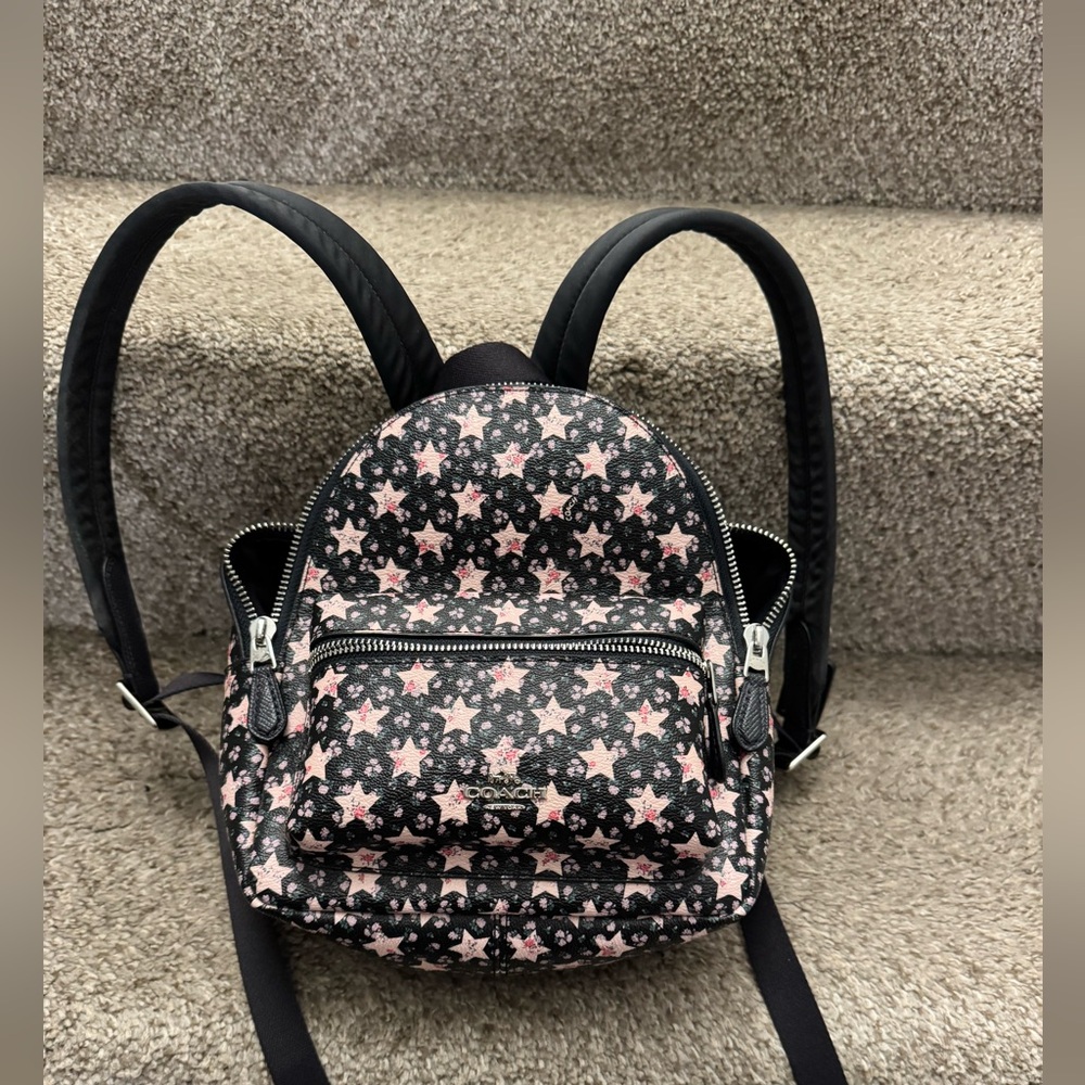 Coach mini backpack w/ adjustable straps pink stars floral pattern new no tags